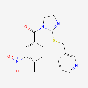 (4-methyl-3-nitrophenyl)(2-((pyridin-3-ylmethyl)thio)-4,5-dihydro-1H-imidazol-1-yl)methanone