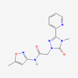 molecular formula C14H14N6O3 B2765569 2-(4-甲基-5-氧代-3-(吡啶-2-基)-4,5-二氢-1H-1,2,4-三唑-1-基)-N-(5-甲基异噁唑-3-基)乙酰胺 CAS No. 1798673-00-3