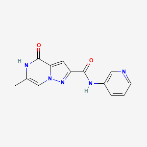 molecular formula C13H11N5O2 B2765571 6-甲基-4-氧代-N-吡啶-3-基-4,5-二氢吡唑并[1,5-a]吡嗪-2-羧酰胺 CAS No. 1795192-26-5