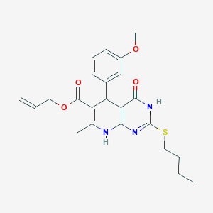 molecular formula C23H27N3O4S B2765572 Allyl 2-(butylthio)-5-(3-methoxyphenyl)-7-methyl-4-oxo-3,4,5,8-tetrahydropyrido[2,3-d]pyrimidine-6-carboxylate CAS No. 924019-91-0