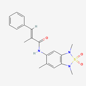 molecular formula C19H21N3O3S B2765575 (E)-2-methyl-3-phenyl-N-(1,3,6-trimethyl-2,2-dioxido-1,3-dihydrobenzo[c][1,2,5]thiadiazol-5-yl)acrylamide CAS No. 2034996-95-5