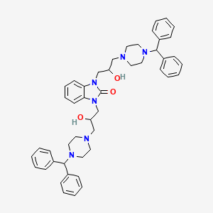 molecular formula C47H54N6O3 B2765584 1,3-Bis[3-(4-benzhydrylpiperazin-1-yl)-2-hydroxypropyl]benzimidazol-2-one CAS No. 2095432-61-2