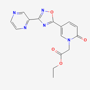 molecular formula C15H13N5O4 B2765590 乙酸乙酯 [2-氧代-5-(3-吡啶-2-基-1,2,4-噁二唑-5-基)吡啶-1(2H)-基]乙酸盐 CAS No. 1396768-74-3