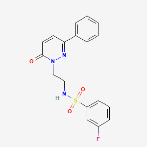 molecular formula C18H16FN3O3S B2765593 3-氟-N-(2-(6-氧代-3-苯基吡啶并[1,6H]-嘧啶-1(6H)-基)乙基)苯磺酰胺 CAS No. 921806-26-0