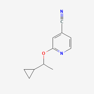molecular formula C11H12N2O B2765609 2-(1-Cyclopropylethoxy)pyridine-4-carbonitrile CAS No. 2200885-45-4