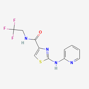 molecular formula C11H9F3N4OS B2765614 2-(吡啶-2-基氨基)-N-(2,2,2-三氟乙基)噻唑-4-羧酰胺 CAS No. 1286698-75-6