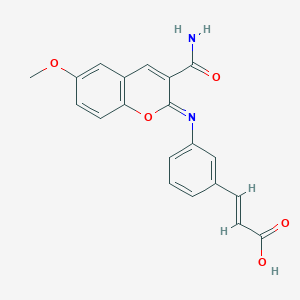(2E)-3-(3-{[(2Z)-3-(aminocarbonyl)-6-methoxy-2H-chromen-2-ylidene]amino}phenyl)acrylic acid