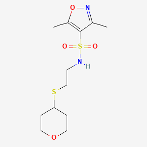 3,5-dimethyl-N-(2-((tetrahydro-2H-pyran-4-yl)thio)ethyl)isoxazole-4-sulfonamide
