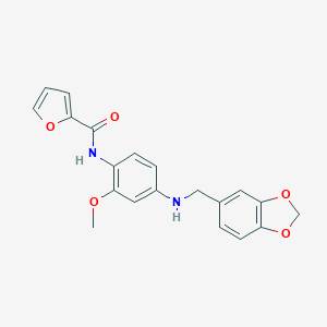 molecular formula C20H18N2O5 B276562 N-{4-[(1,3-benzodioxol-5-ylmethyl)amino]-2-methoxyphenyl}-2-furamide 