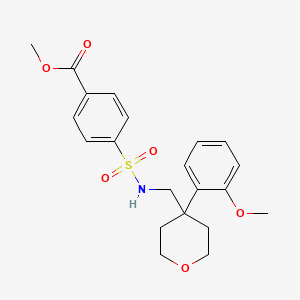 molecular formula C21H25NO6S B2765624 methyl 4-(N-((4-(2-methoxyphenyl)tetrahydro-2H-pyran-4-yl)methyl)sulfamoyl)benzoate CAS No. 1396713-19-1
