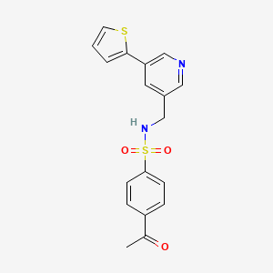 molecular formula C18H16N2O3S2 B2765627 4-乙酰-N-((5-(噻吩-2-基)吡啶-3-基)甲基)苯磺酰胺 CAS No. 2034411-67-9