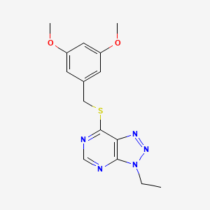 molecular formula C15H17N5O2S B2765632 7-((3,5-dimethoxybenzyl)thio)-3-ethyl-3H-[1,2,3]triazolo[4,5-d]pyrimidine CAS No. 1060206-08-7