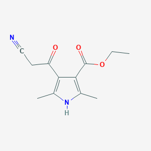molecular formula C12H14N2O3 B2765636 ethyl 4-(2-cyanoacetyl)-2,5-dimethyl-1H-pyrrole-3-carboxylate CAS No. 721417-11-4