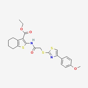 molecular formula C23H24N2O4S3 B2765654 Ethyl 2-(2-((4-(4-methoxyphenyl)thiazol-2-yl)thio)acetamido)-4,5,6,7-tetrahydrobenzo[b]thiophene-3-carboxylate CAS No. 852696-87-8