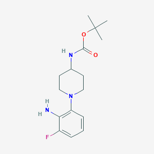 molecular formula C16H24FN3O2 B2765712 叔丁基-1-(2-氨基-3-氟苯基)哌啶-4-基甲酸酯 CAS No. 1052705-61-9
