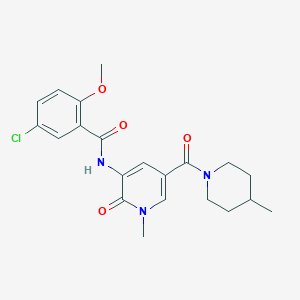 molecular formula C21H24ClN3O4 B2765718 5-chloro-2-methoxy-N-(1-methyl-5-(4-methylpiperidine-1-carbonyl)-2-oxo-1,2-dihydropyridin-3-yl)benzamide CAS No. 1203163-80-7
