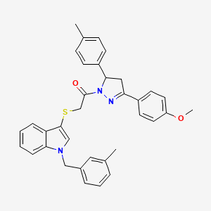 1-[5-(4-Methoxyphenyl)-3-(4-methylphenyl)-3,4-dihydropyrazol-2-yl]-2-[1-[(3-methylphenyl)methyl]indol-3-yl]sulfanylethanone