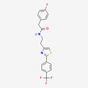 molecular formula C20H16F4N2OS B2765732 2-(4-fluorophenyl)-N-(2-(2-(4-(trifluoromethyl)phenyl)thiazol-4-yl)ethyl)acetamide CAS No. 896375-17-0