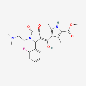 molecular formula C23H26FN3O5 B2765743 methyl 4-(1-(2-(dimethylamino)ethyl)-2-(2-fluorophenyl)-4-hydroxy-5-oxo-2,5-dihydro-1H-pyrrole-3-carbonyl)-3,5-dimethyl-1H-pyrrole-2-carboxylate CAS No. 845652-97-3