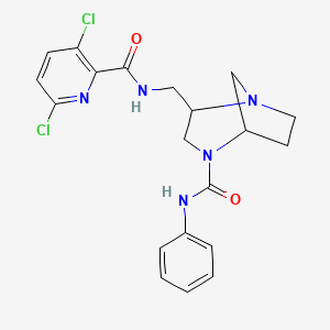 molecular formula C20H21Cl2N5O2 B2765749 2-{[(3,6-dichloropyridin-2-yl)formamido]methyl}-N-phenyl-1,4-diazabicyclo[3.2.1]octane-4-carboxamide CAS No. 1795534-85-8