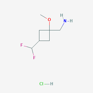 molecular formula C7H14ClF2NO B2765753 [3-(二氟甲基)-1-甲氧基环丁基]甲胺；盐酸盐 CAS No. 2551119-00-5