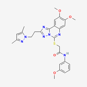 2-((2-(2-(3,5-dimethyl-1H-pyrazol-1-yl)ethyl)-8,9-dimethoxy-[1,2,4]triazolo[1,5-c]quinazolin-5-yl)thio)-N-(3-methoxyphenyl)acetamide