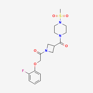 molecular formula C17H22FN3O5S B2765779 2-(2-Fluorophenoxy)-1-(3-(4-(methylsulfonyl)piperazine-1-carbonyl)azetidin-1-yl)ethanone CAS No. 1351661-06-7