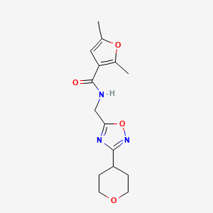 molecular formula C15H19N3O4 B2765783 2,5-dimethyl-N-((3-(tetrahydro-2H-pyran-4-yl)-1,2,4-oxadiazol-5-yl)methyl)furan-3-carboxamide CAS No. 2034290-97-4