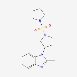 molecular formula C16H22N4O2S B2765791 2-methyl-1-(1-(pyrrolidin-1-ylsulfonyl)pyrrolidin-3-yl)-1H-benzo[d]imidazole CAS No. 2097889-49-9