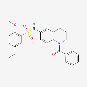 molecular formula C25H26N2O4S B2765809 N-(1-benzoyl-1,2,3,4-tetrahydroquinolin-6-yl)-5-ethyl-2-methoxybenzenesulfonamide CAS No. 946259-09-2