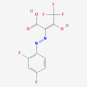 molecular formula C10H5F5N2O3 B2765822 2-[(E)-2-(2,4-difluorophenyl)hydrazono]-4,4,4-trifluoro-3-oxobutanoic acid CAS No. 860785-81-5