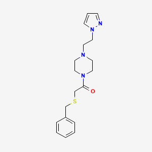 molecular formula C18H24N4OS B2765835 1-(4-(2-(1H-吡唑-1-基)乙基)哌嗪-1-基)-2-(苄硫基)乙酮 CAS No. 1286712-32-0