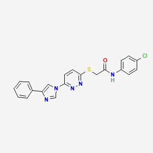 molecular formula C21H16ClN5OS B2765837 N-(4-chlorophenyl)-2-((6-(4-phenyl-1H-imidazol-1-yl)pyridazin-3-yl)thio)acetamide CAS No. 1251616-17-7