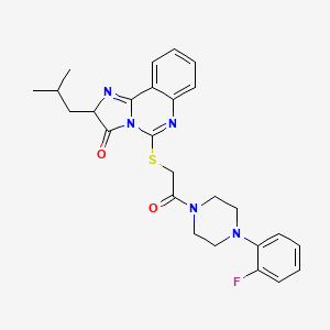 molecular formula C26H28FN5O2S B2765850 5-((2-(4-(2-fluorophenyl)piperazin-1-yl)-2-oxoethyl)thio)-2-isobutylimidazo[1,2-c]quinazolin-3(2H)-one CAS No. 1053079-52-9