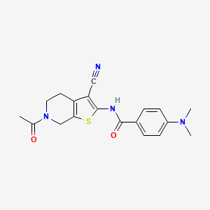 molecular formula C19H20N4O2S B2765853 N-(6-乙酰基-3-氰基-4,5,6,7-四氢噻吩并[2,3-c]吡啶-2-基)-4-(二甲胺基)苯甲酰胺 CAS No. 864859-03-0