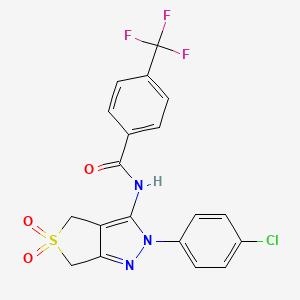 molecular formula C19H13ClF3N3O3S B2765862 N-(2-(4-氯苯基)-5,5-二氧代-4,6-二氢-2H-噻吩[3,4-c]吡唑-3-基)-4-(三氟甲基)苯甲酰胺 CAS No. 893929-26-5