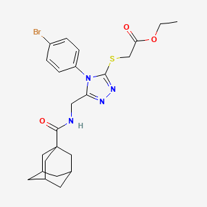 molecular formula C24H29BrN4O3S B2765867 Ethyl 2-[[5-[(adamantane-1-carbonylamino)methyl]-4-(4-bromophenyl)-1,2,4-triazol-3-yl]sulfanyl]acetate CAS No. 476441-91-5