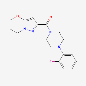 molecular formula C17H19FN4O2 B2765870 (6,7-dihydro-5H-pyrazolo[5,1-b][1,3]oxazin-2-yl)(4-(2-fluorophenyl)piperazin-1-yl)methanone CAS No. 1428366-06-6