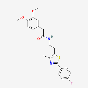 molecular formula C22H23FN2O3S B2765871 2-(3,4-dimethoxyphenyl)-N-[2-[2-(4-fluorophenyl)-4-methyl-1,3-thiazol-5-yl]ethyl]acetamide CAS No. 946374-71-6