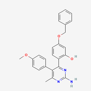 molecular formula C25H23N3O3 B2765872 2-(2-Amino-5-(4-methoxyphenyl)-6-methylpyrimidin-4-yl)-5-(benzyloxy)phenol CAS No. 850743-68-9