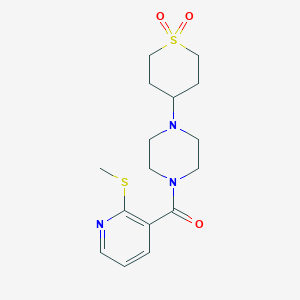 molecular formula C16H23N3O3S2 B2765881 (4-(1,1-二氧代四氢-2H-噻吩-4-基)哌嗪-1-基)(2-(甲硫基)吡啶-3-基)甲酮 CAS No. 1903781-68-9