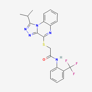 molecular formula C21H18F3N5OS B2765884 2-[(1-isopropyl[1,2,4]triazolo[4,3-a]quinoxalin-4-yl)thio]-N-[2-(trifluoromethyl)phenyl]acetamide CAS No. 1359478-56-0