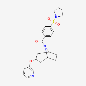 molecular formula C23H27N3O4S B2765899 ((1R,5S)-3-(吡啶-3-氧基)-8-氮杂双环[3.2.1]辛-8-基)(4-(吡咯烷-1-基磺酰基)苯基)甲酮 CAS No. 2108860-93-9