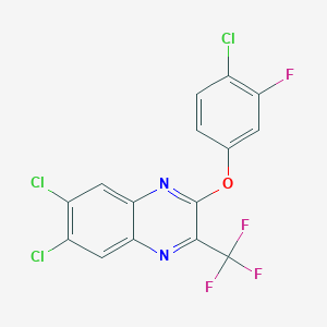 molecular formula C15H5Cl3F4N2O B2765900 6,7-Dichloro-2-(4-chloro-3-fluorophenoxy)-3-(trifluoromethyl)quinoxaline CAS No. 478039-58-6