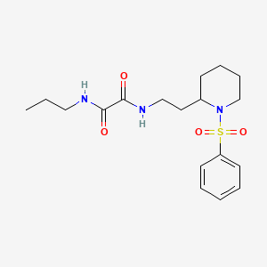 molecular formula C18H27N3O4S B2765901 N1-(2-(1-(苯基磺酰基)哌啶-2-基)乙基)-N2-丙氧草酰胺 CAS No. 898444-48-9