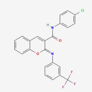 molecular formula C23H14ClF3N2O2 B2765905 (2Z)-N-(4-chlorophenyl)-2-{[3-(trifluoromethyl)phenyl]imino}-2H-chromene-3-carboxamide CAS No. 1327186-03-7
