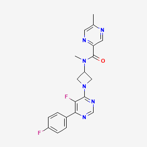 molecular formula C20H18F2N6O B2765906 N-[1-[5-Fluoro-6-(4-fluorophenyl)pyrimidin-4-yl]azetidin-3-yl]-N,5-dimethylpyrazine-2-carboxamide CAS No. 2380184-10-9