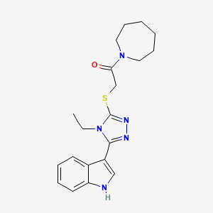 molecular formula C20H25N5OS B2765908 1-(azepan-1-yl)-2-((4-ethyl-5-(1H-indol-3-yl)-4H-1,2,4-triazol-3-yl)thio)ethanone CAS No. 852143-56-7