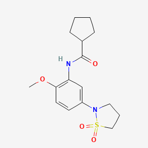molecular formula C16H22N2O4S B2765917 N-(5-(1,1-dioxidoisothiazolidin-2-yl)-2-methoxyphenyl)cyclopentanecarboxamide CAS No. 941975-34-4