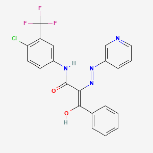 (2Z)-N-[4-Chloro-3-(trifluoromethyl)phenyl]-3-oxo-3-phenyl-2-[2-(pyridin-3-YL)hydrazin-1-ylidene]propanamide